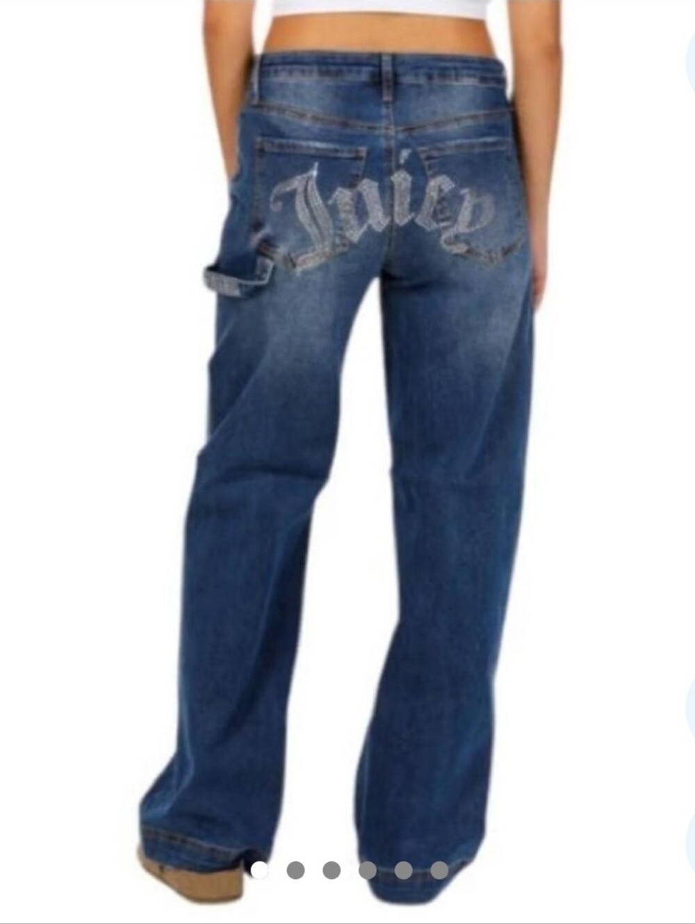 Juicy Couture Y2K Baggy Rhinestone Logo Carpenter Denim Jeans Women's Size 27